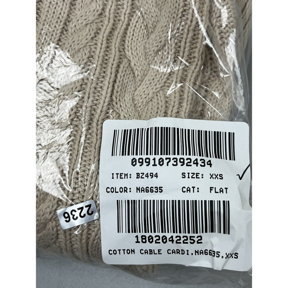 J Crew Sweater Womens XXS Cableknit Cardigan Tan Button Up V Neck Oversized - Picture 12 of 15